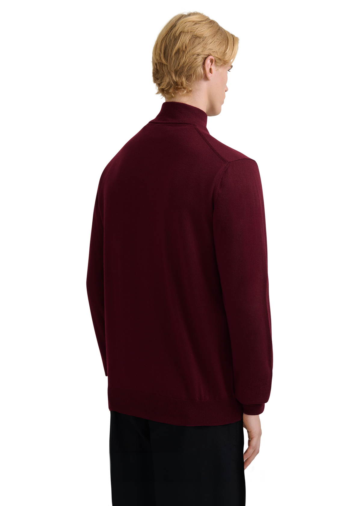 Sandbanks Merino Wool Quarter Zip Knitted Jumper - Port