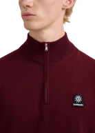 Sandbanks Merino Wool Quarter Zip Knitted Jumper - Port