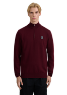 Sandbanks Merino Wool Quarter Zip Knitted Jumper - Port