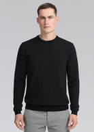 Sandbanks Merino Wool Crew Neck Jumper - Black - Sandbanks