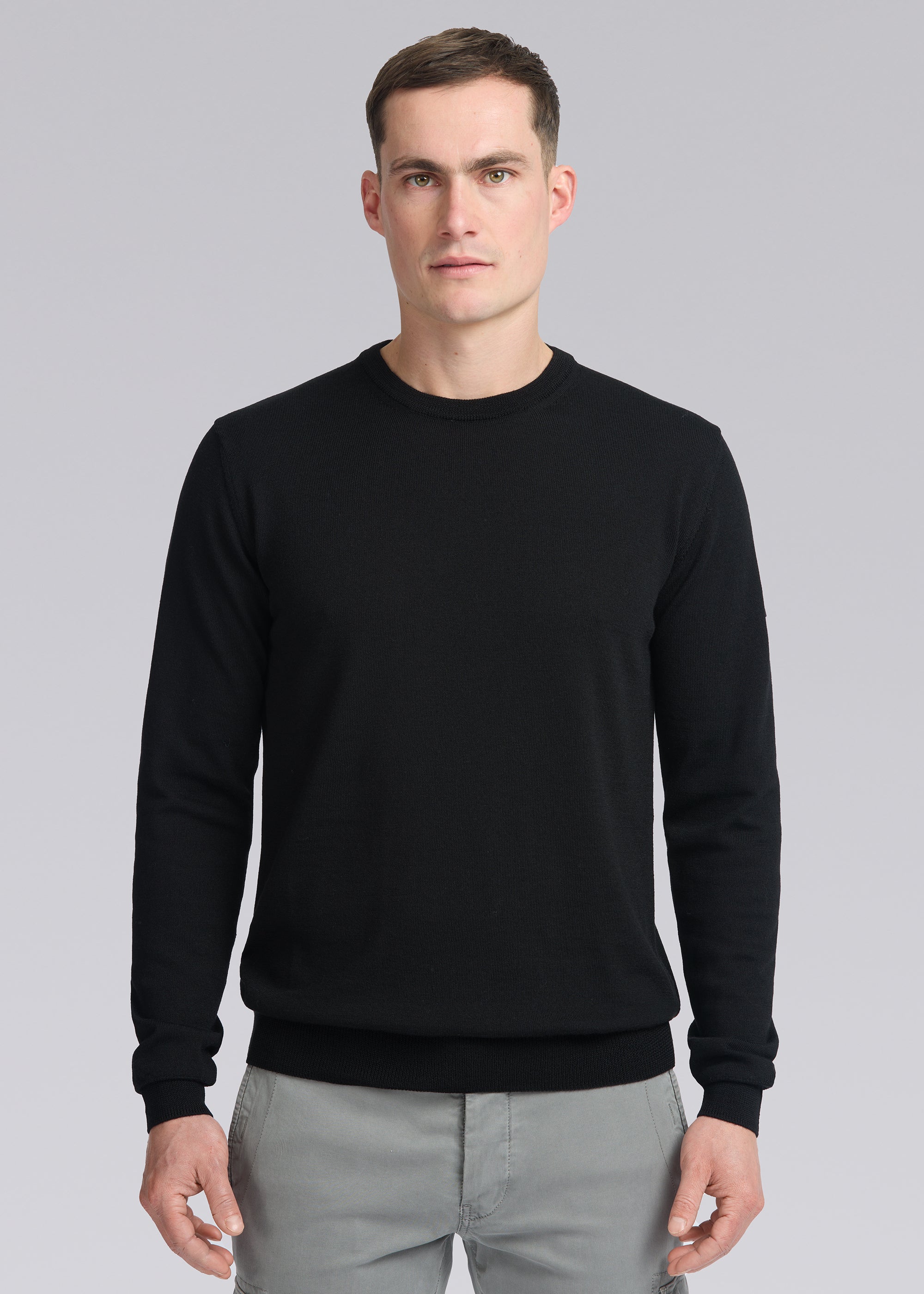 Sandbanks Merino Wool Crew Neck Jumper - Black - Sandbanks