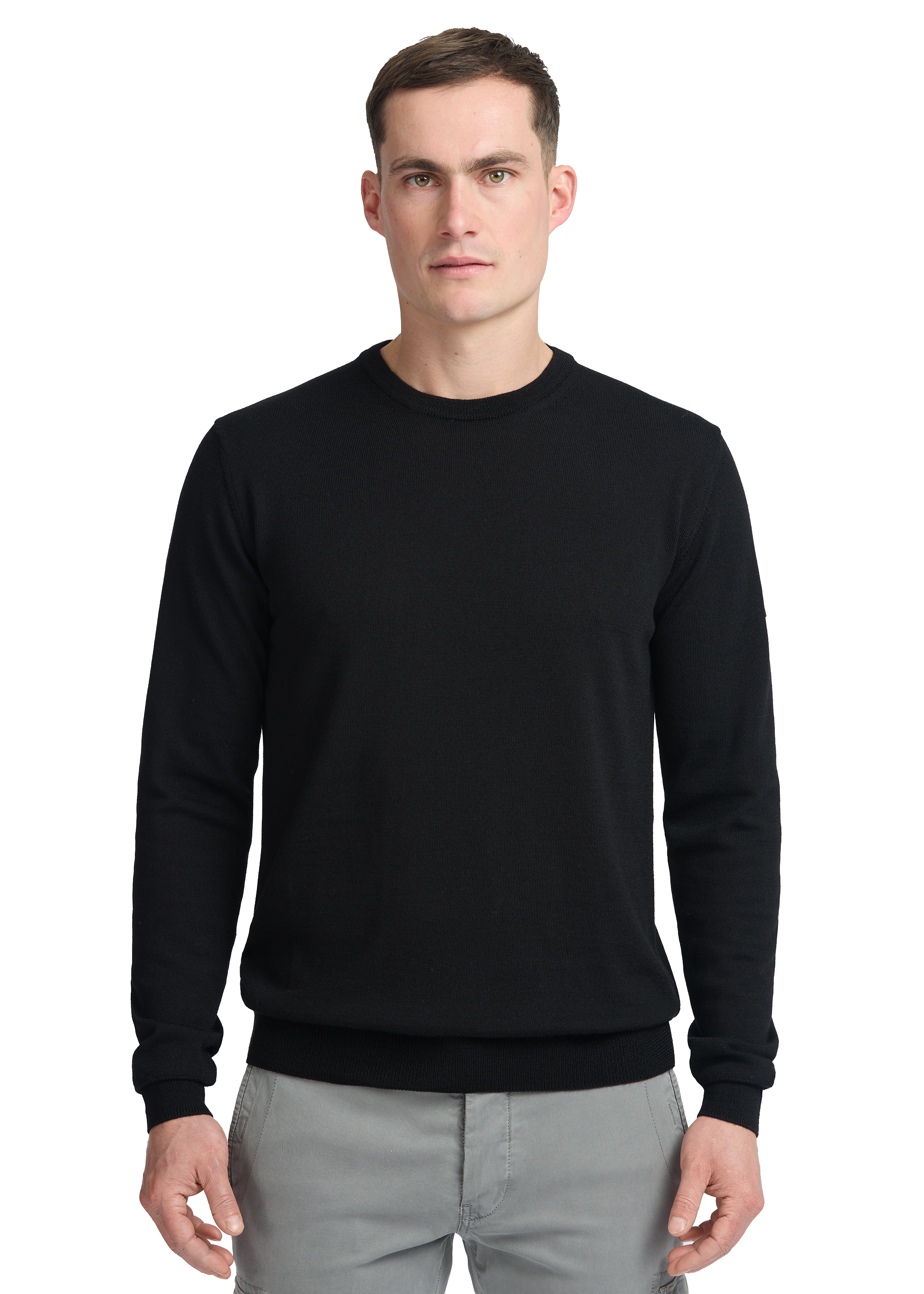 Sandbanks Merino Wool Crew Neck Jumper - Black