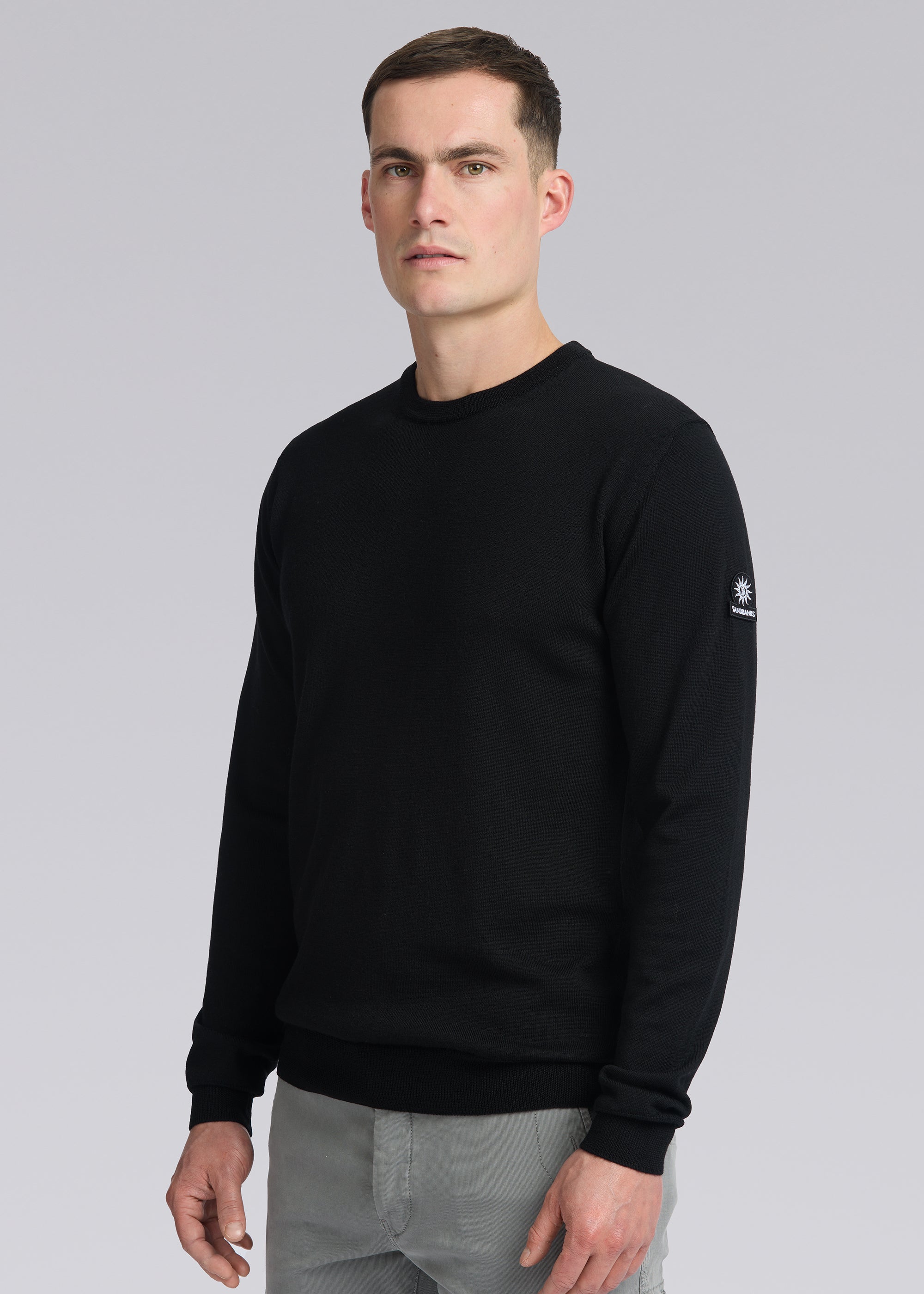 Sandbanks Merino Wool Crew Neck Jumper - Black - Sandbanks