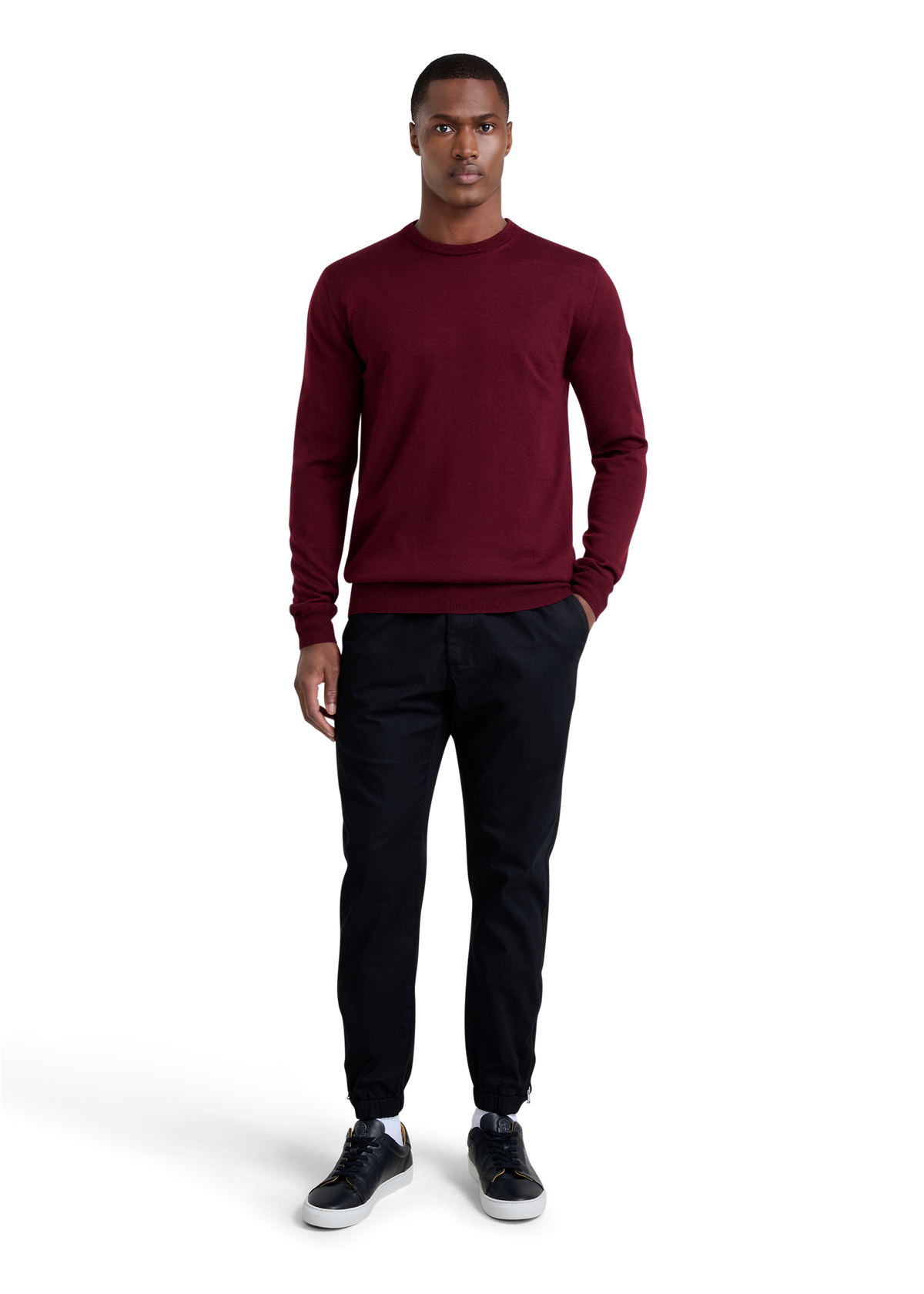 Sandbanks Merino Wool Crew Neck Jumper - Port