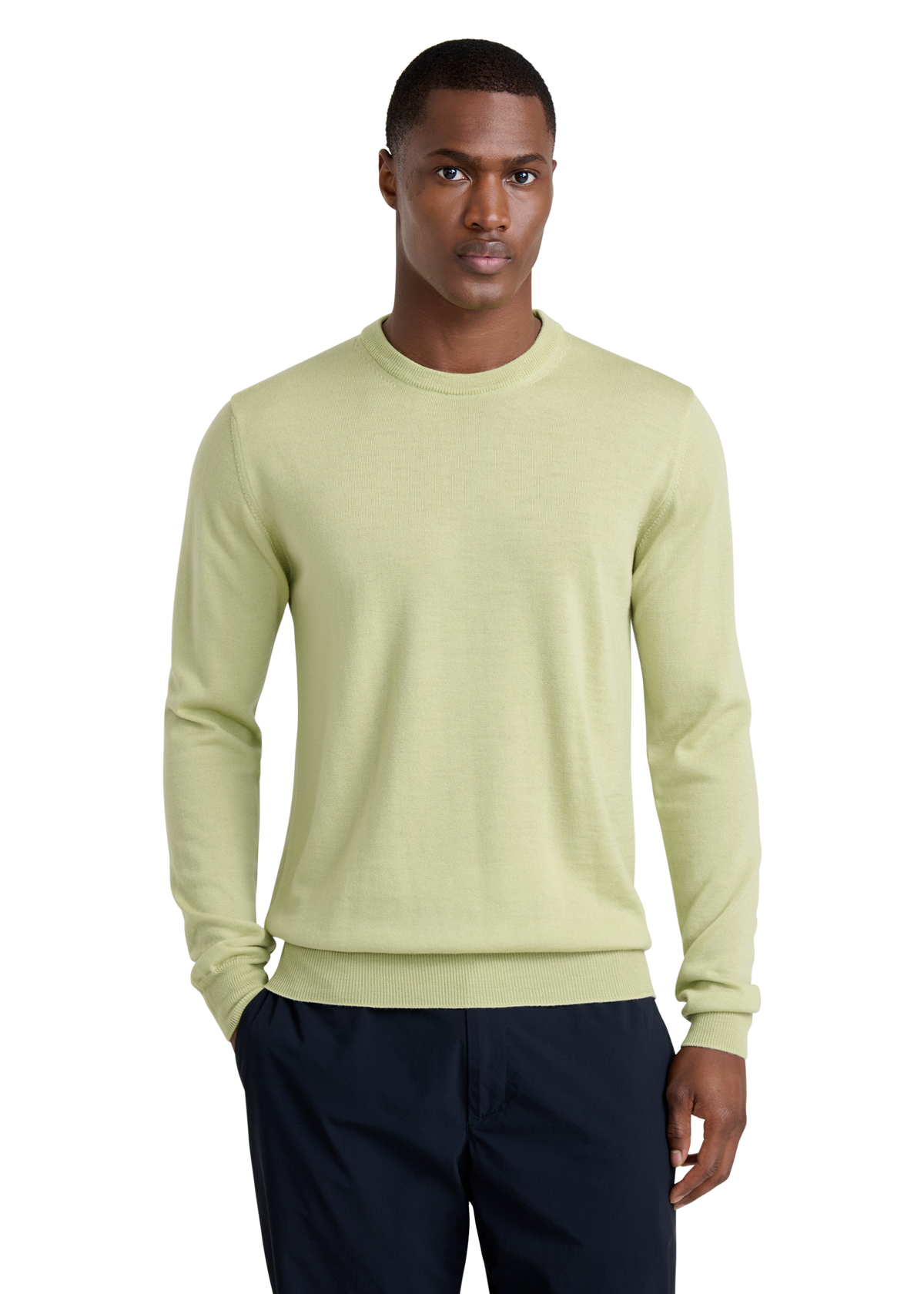 Sandbanks Merino Wool Crew Neck Jumper - Sage