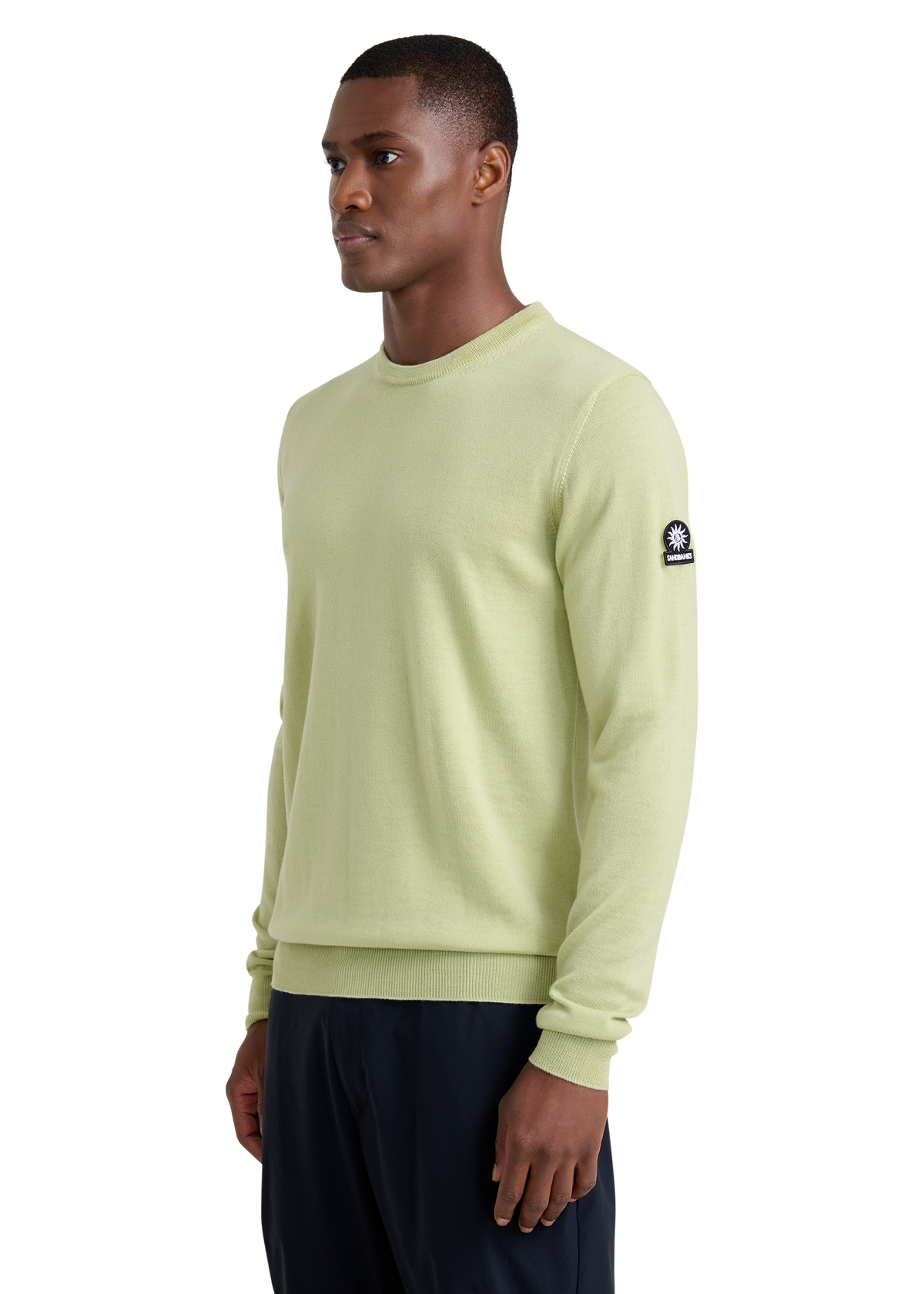 Sandbanks Merino Wool Crew Neck Jumper - Sage