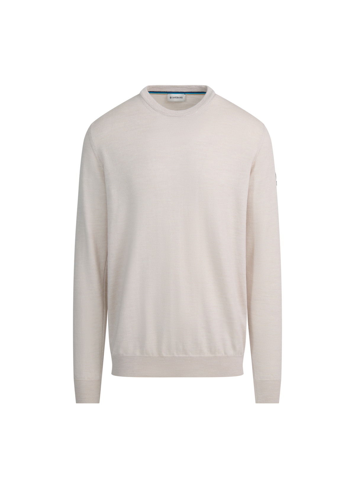Sandbanks Merino Wool Crew Neck Jumper - Stone