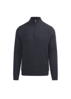 Merino Wool Cable Knit Quarter Zip - Anthracite