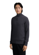 Merino Wool Cable Knit Quarter Zip - Anthracite