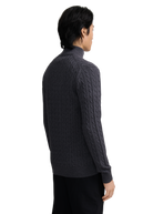 Merino Wool Cable Knit Quarter Zip - Anthracite
