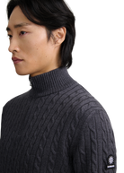 Merino Wool Cable Knit Quarter Zip - Anthracite