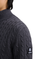 Merino Wool Cable Knit Quarter Zip - Anthracite