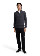 Merino Wool Cable Knit Quarter Zip - Anthracite