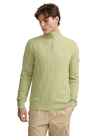 Merino Wool Cable Knit Quarter Zip - Sage