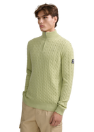 Merino Wool Cable Knit Quarter Zip - Sage