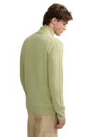 Merino Wool Cable Knit Quarter Zip - Sage
