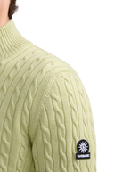 Merino Wool Cable Knit Quarter Zip - Sage