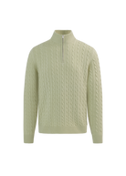 Merino Wool Cable Knit Quarter Zip - Sage