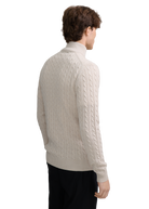 Merino Wool Cable Knit Quarter Zip - Stone