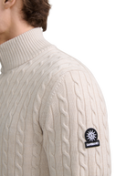 Merino Wool Cable Knit Quarter Zip - Stone