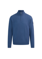 Merino Wool Cable Knit Quarter Zip - Teal
