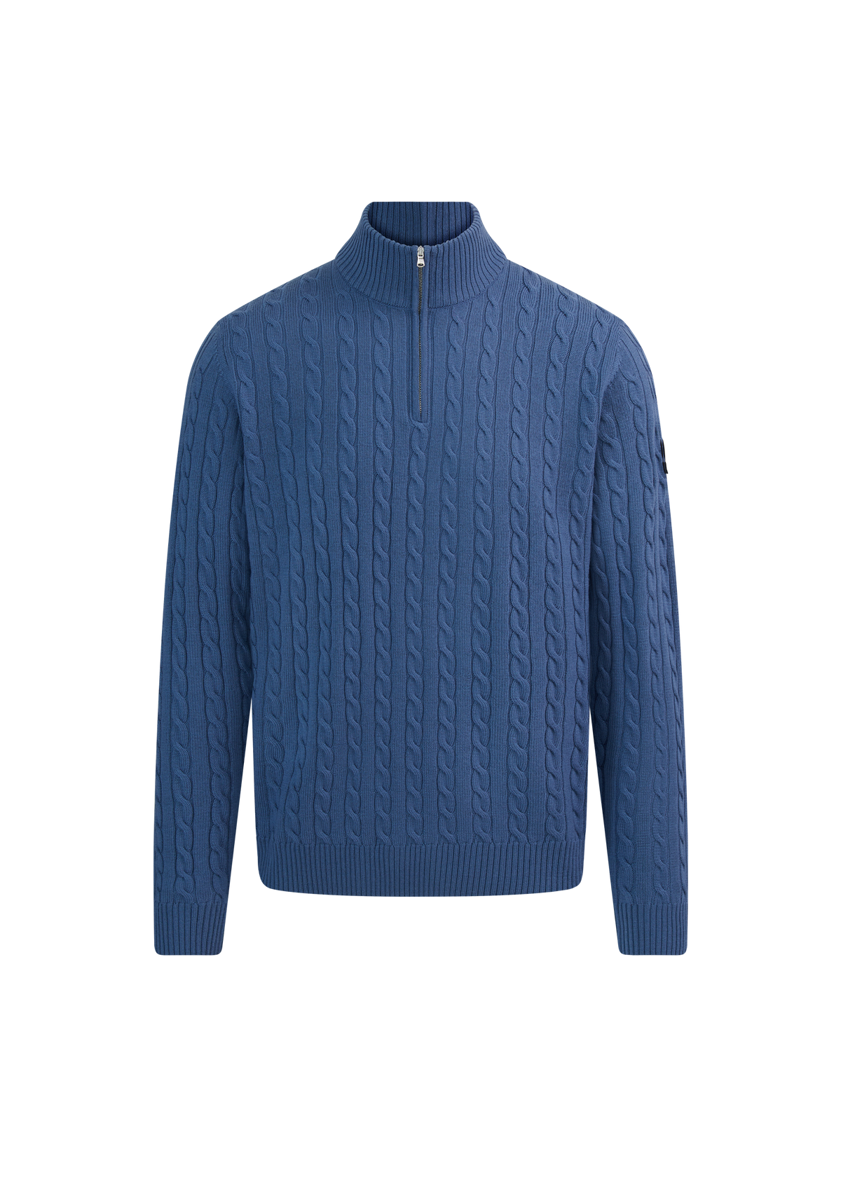 Merino Wool Cable Knit Quarter Zip - Teal