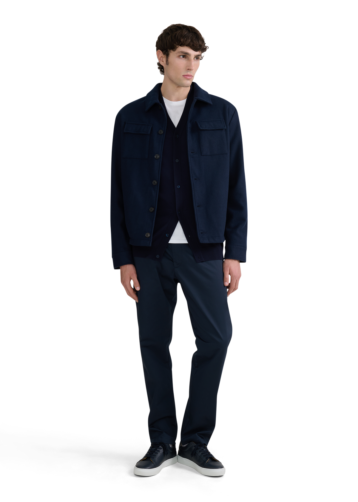 Retro Button Through Cardigan - Navy