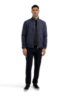 Textured Intarsia Long Sleeve Polo Shirt - Black
