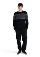 Merino Wool Colour Block Jumper - Black/Light Grey