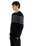 Merino Wool Colour Block Jumper - Black/Light Grey
