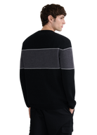 Merino Wool Colour Block Jumper - Black/Light Grey