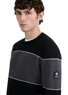 Merino Wool Colour Block Jumper - Black/Light Grey