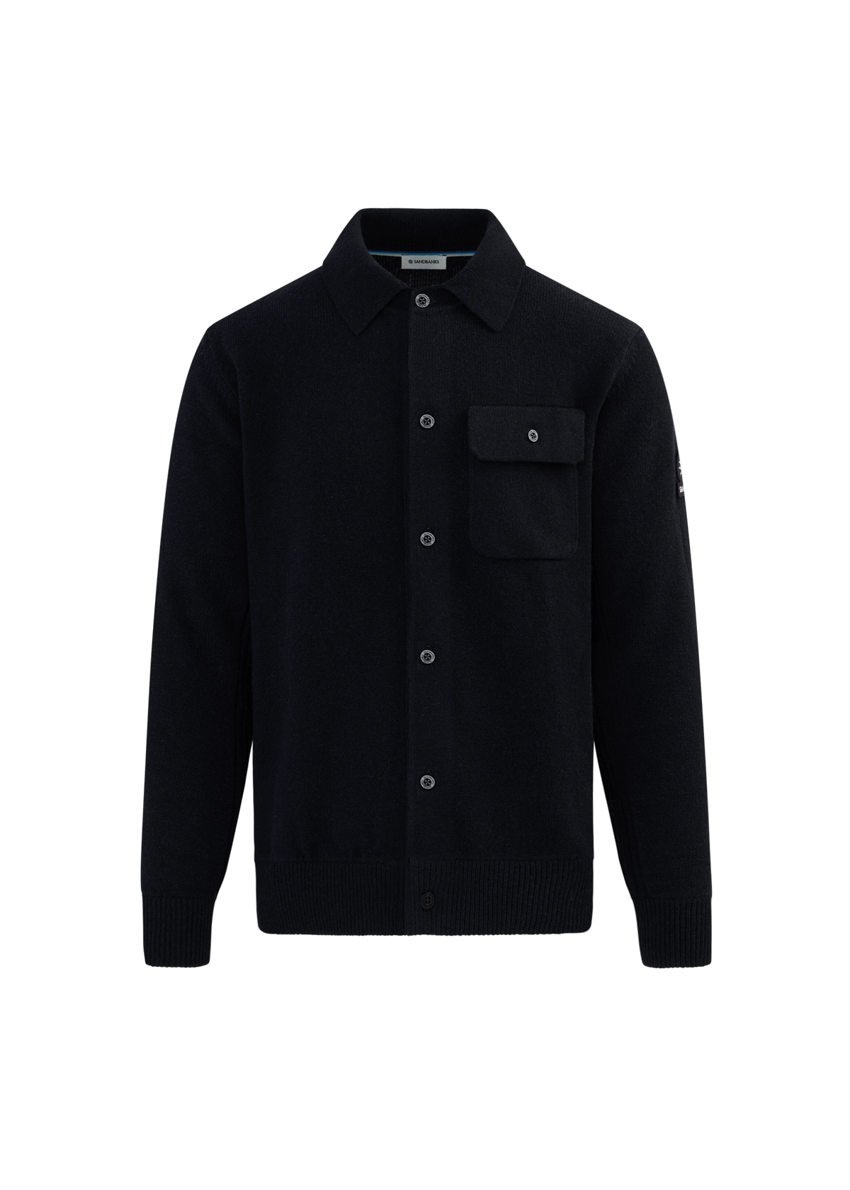 Button Through Knit Overshirt - Black