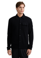 Button Through Knit Overshirt - Black