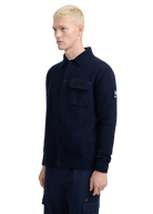 Button Through Knit Overshirt - Navy