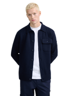 Button Through Knit Overshirt - Navy