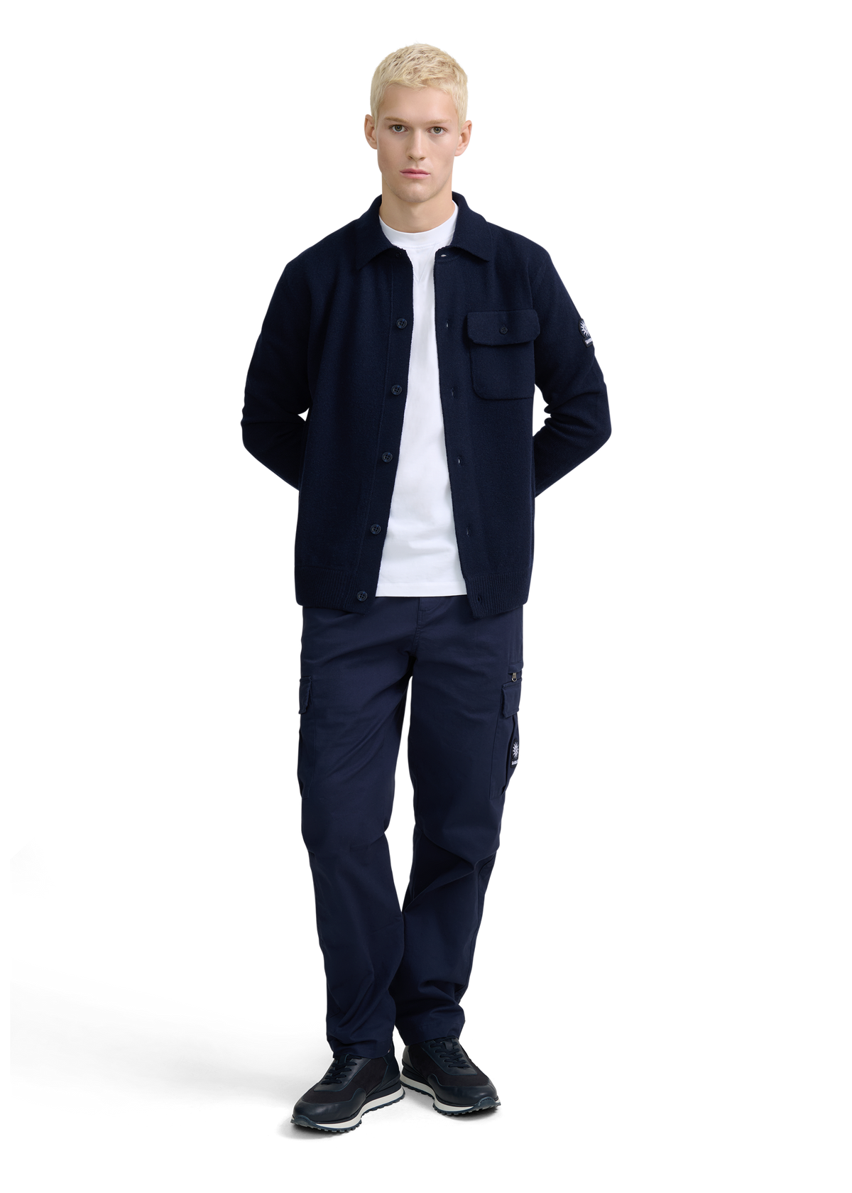 Button Through Knit Overshirt - Navy