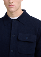 Button Through Knit Overshirt - Navy