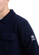 Button Through Knit Overshirt - Navy