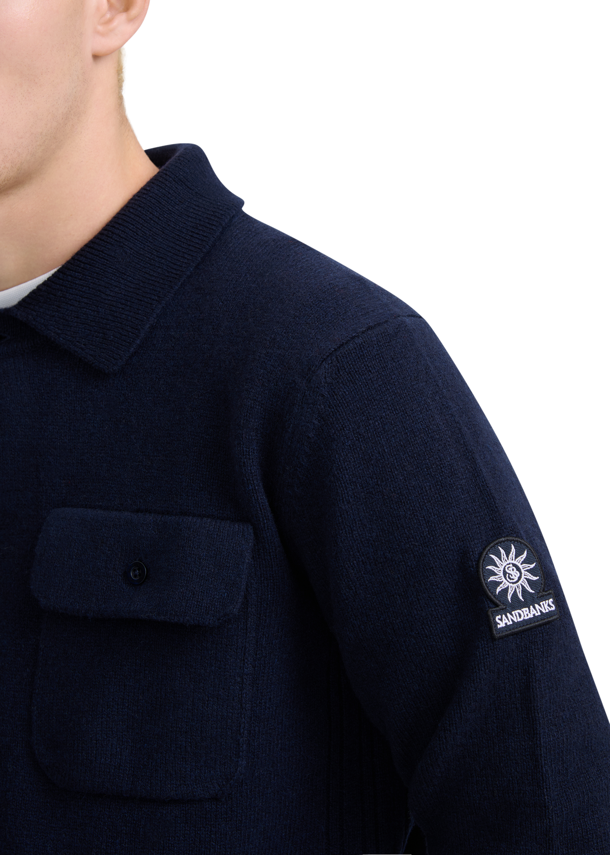 Button Through Knit Overshirt - Navy