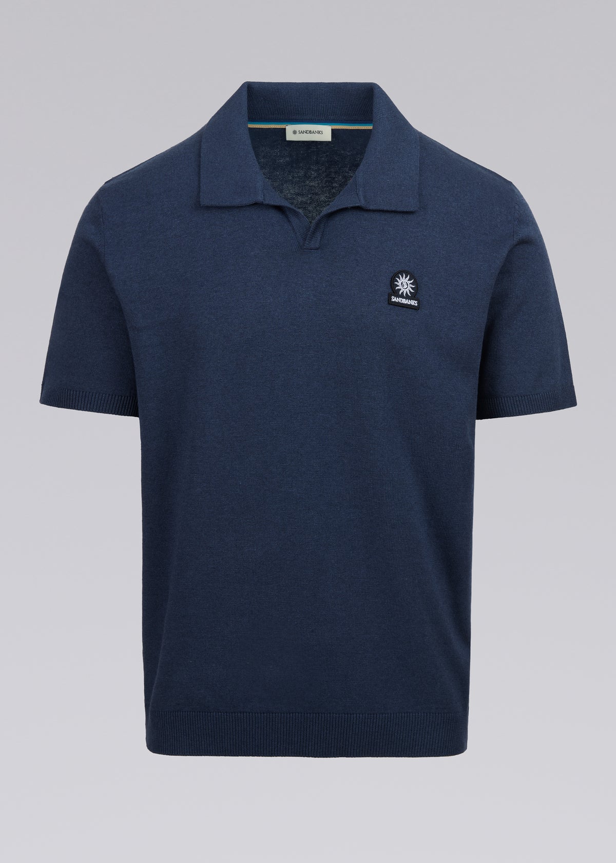 Sandbanks Knitted Revere Polo Shirt - Navy