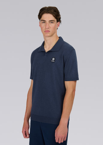 Sandbanks Knitted Revere Polo Shirt - Navy