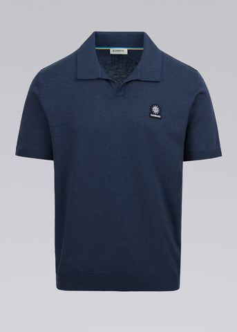 Sandbanks Knitted Revere Polo Shirt - Navy