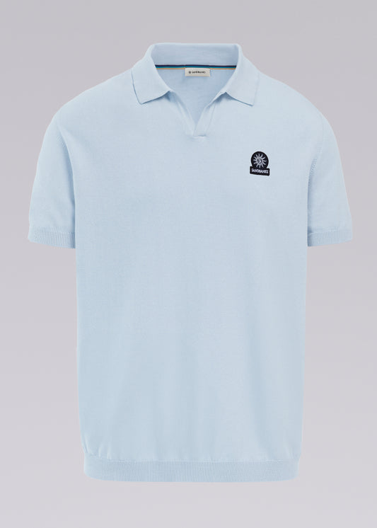 Sandbanks Knitted Revere Polo Shirt - Crystal Blue