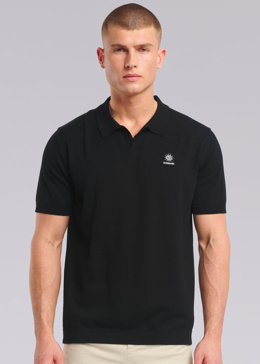 Sandbanks Knitted Revere Polo Shirt - Black