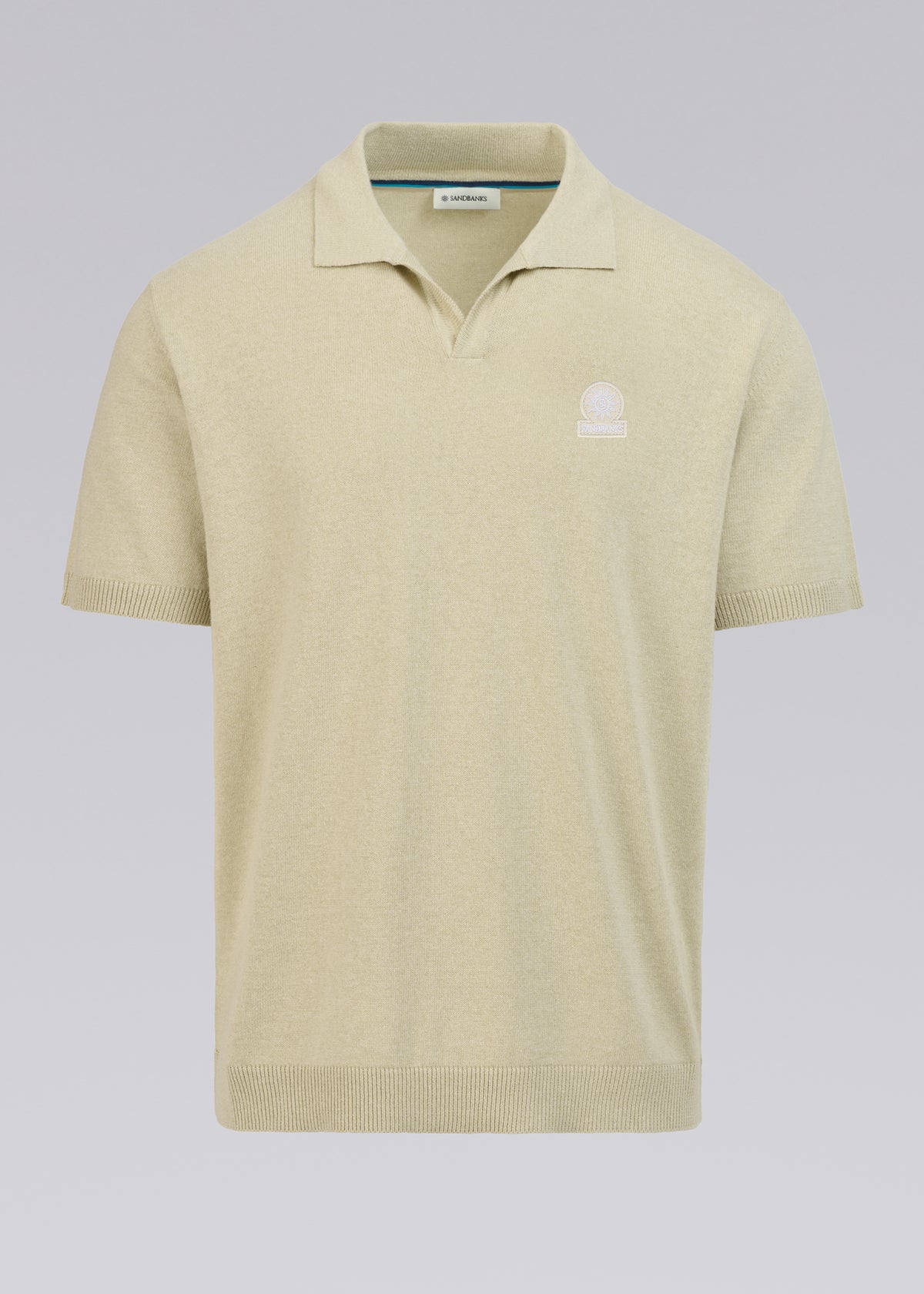 Sandbanks Knitted Revere Polo Shirt - Stone