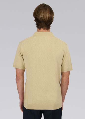 Sandbanks Knitted Revere Polo Shirt - Stone