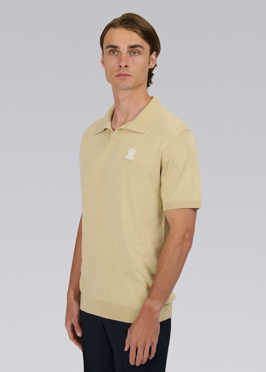 Sandbanks Knitted Revere Polo Shirt - Stone