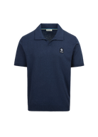 Sandbanks Knitted Revere Polo Shirt in Navy