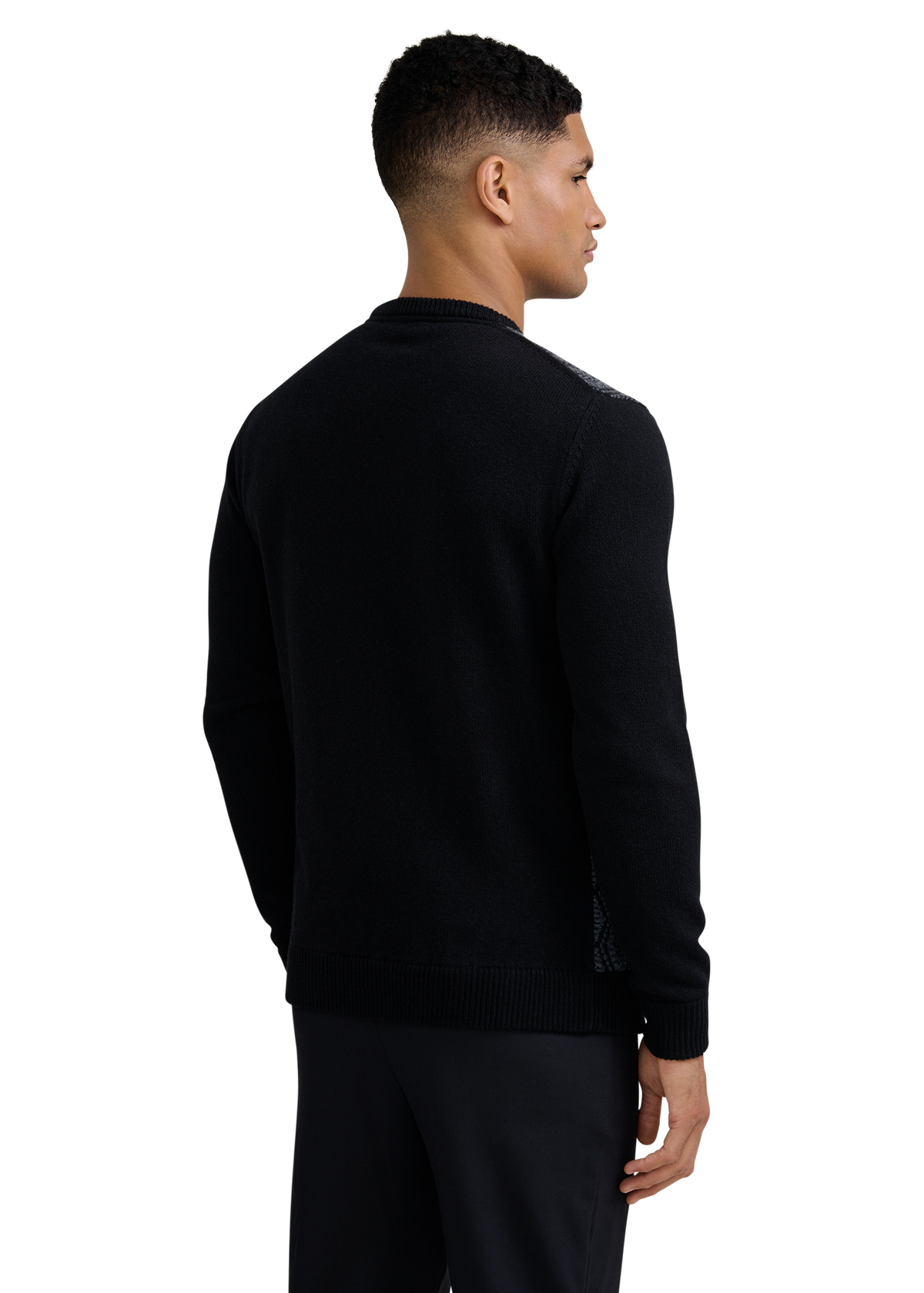 Intarsia Rope Knitted Jumper - Black